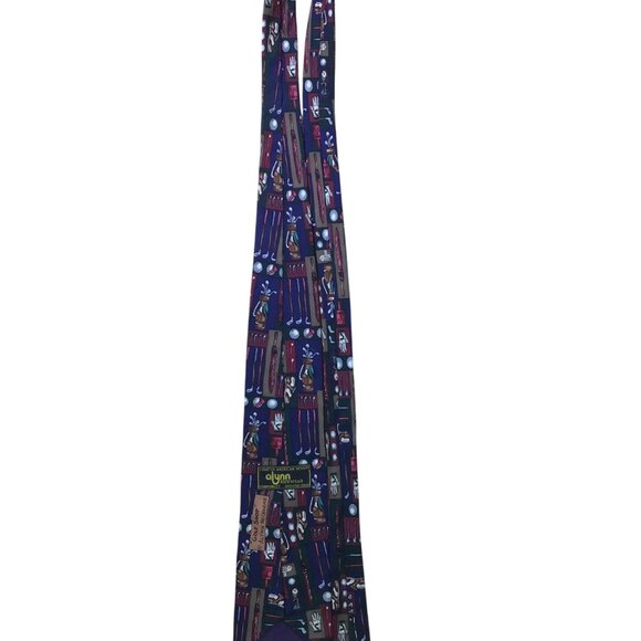 Alynn Mens Multi Golf Pattern Silk Necktie Creative American Design Made In USA - Picture 6 of 8